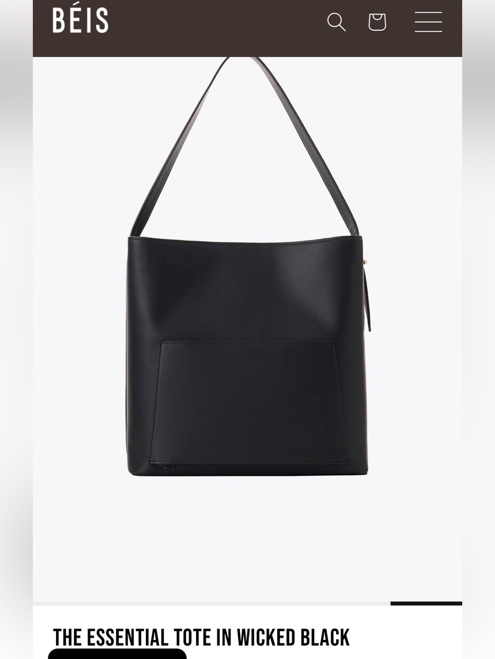 BEIS THÉ ESSENTIAL TOTE IN WICKED BLACK